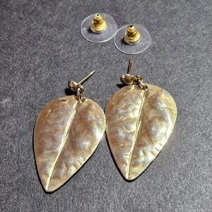 Vintage gold plated leaf earrings dangling